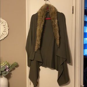 Macy’s INC Olive Green/Fur Sweater Cardigan